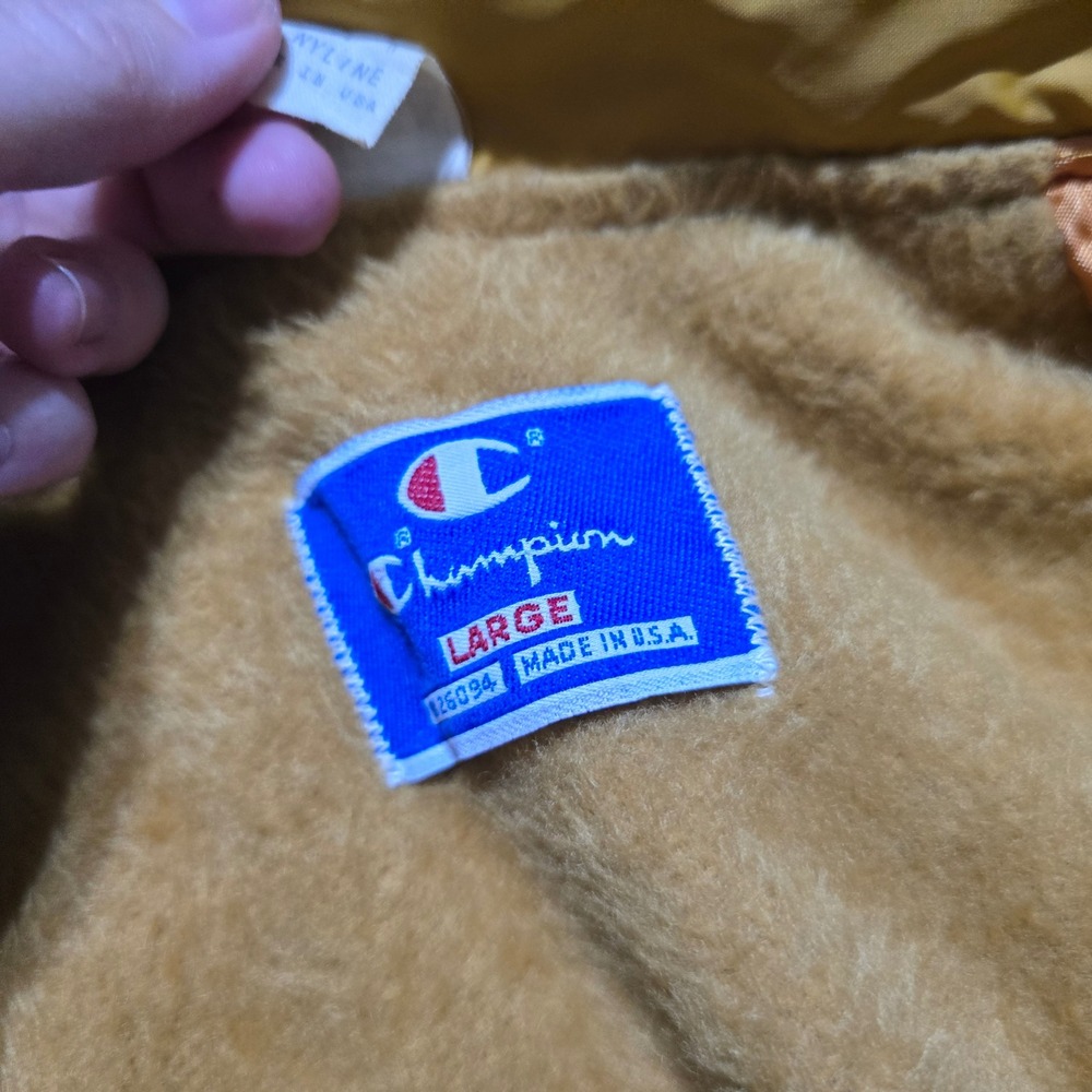 Vintage Champion Coaches Jacket Mens Large Gold John Purdue Club USA Made 80's - Picture 8 of 11